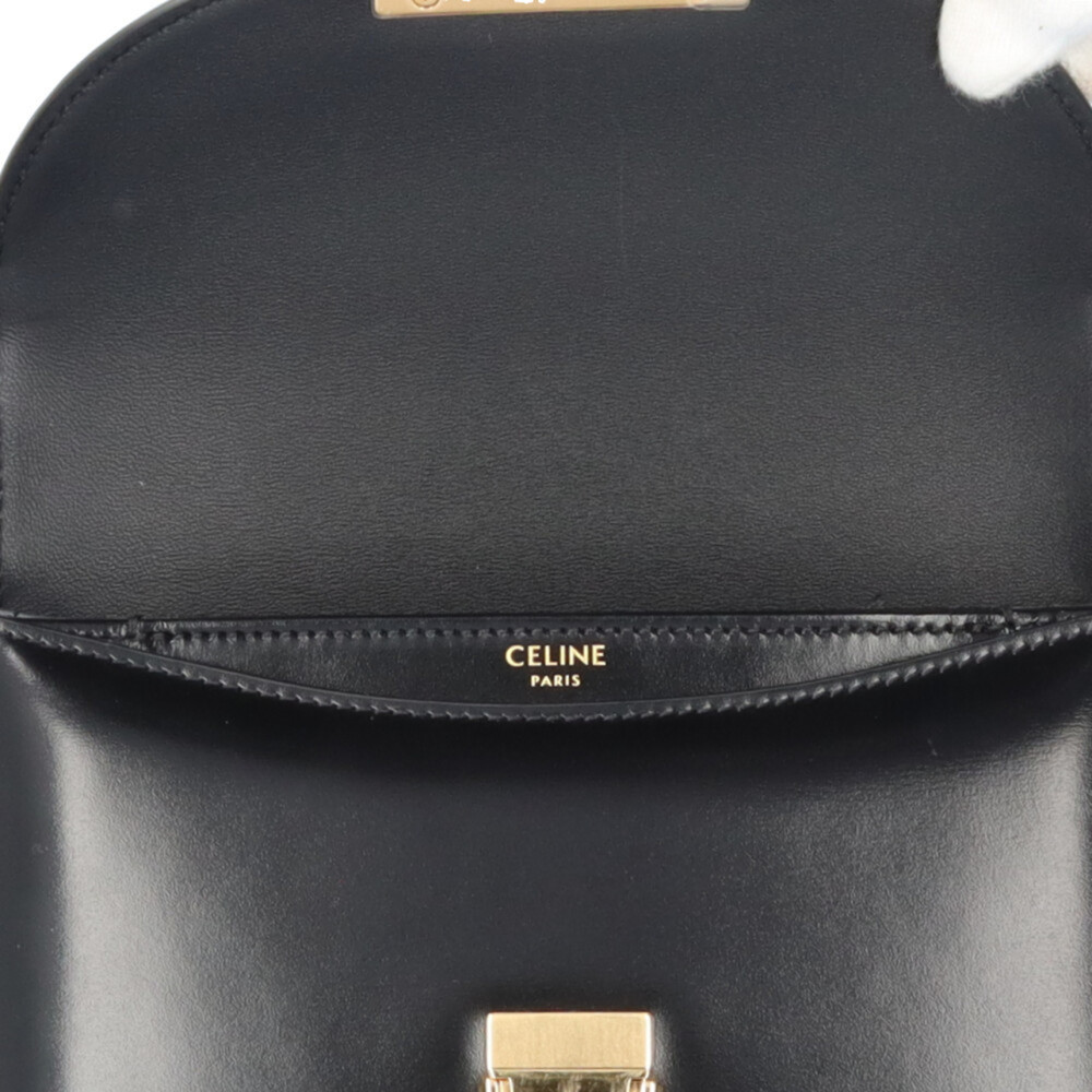 CELINE Besaz Triomphe Shoulder Bag Leather Black 110413BF4.38NO - Picture 7 of 8